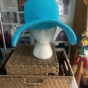 Blue Wide Brim Sun Hat